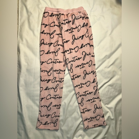 Juicy Couture Pink Logo Lounge Pants Medium Soft Fleece Pajama Pants - Picture 3 of 6